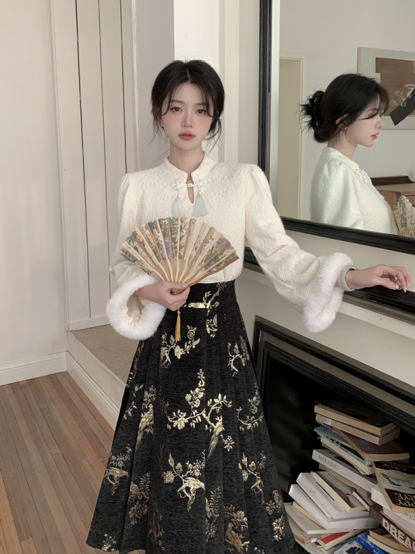 Plus size women's clothing Jinxiu Shanhe slightly fat mm plus size new slim slim horse face skirt suit for women