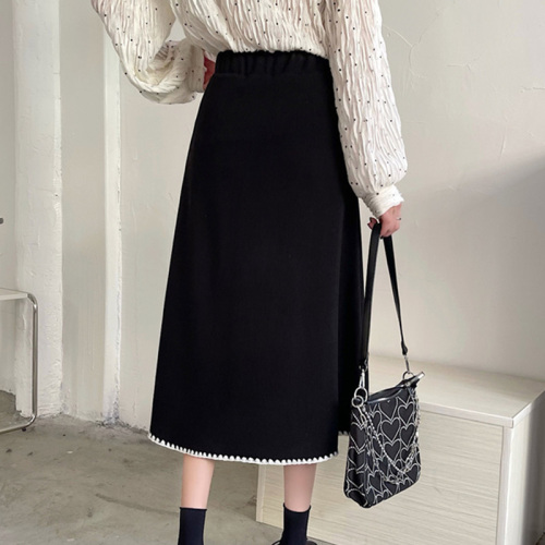 Large size fat MM knitted skirt for women in autumn new design lace high waist covering the crotch and slimming A-line skirt