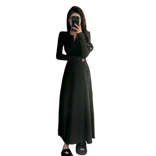 High-end sweater knitted dress autumn and winter new women's coat with bottoming French skirt