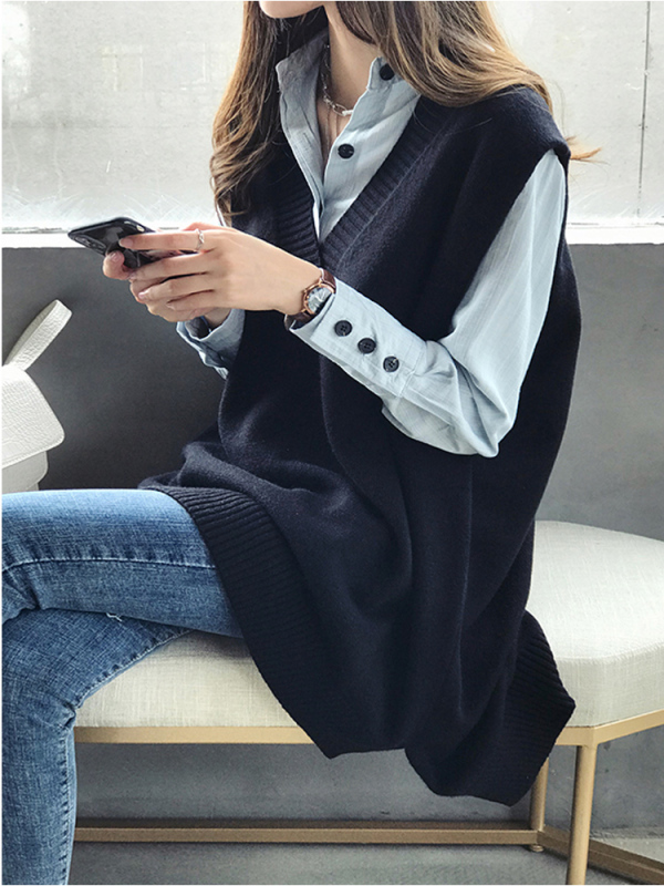 New Hong Kong style solid color shirt for women, loose and lazy Korean style shirt, long-sleeved bottoming shirt top