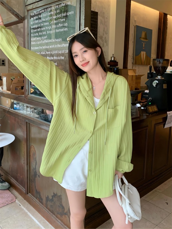 Plus size design for fat women, long-sleeved sun protection clothing, loose hooded mid-length cardigan, thin coat for women
