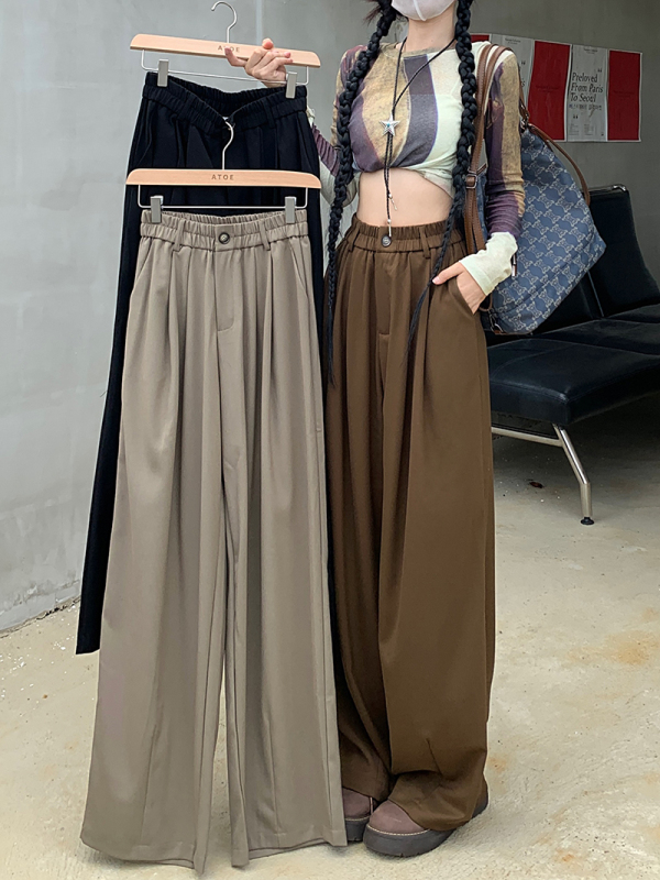 Drapey suit casual pants for women in autumn, high-waisted, slim, versatile, loose, wide-leg, straight-leg pants, long pants