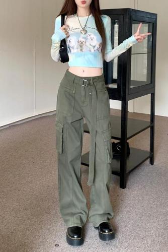 Autumn New American Work Style Jeans Women's High Waist Loose Straight Floor-Mopping Wide Leg Pants