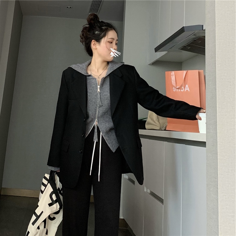 Knitted cardigan for women spring and autumn new design slim hooded double zipper autumn and winter short sweater jacket