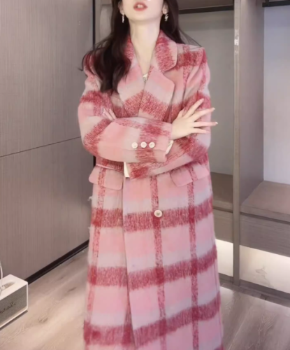 Fashionable and Western-style lapel double-breasted woolen coat for women's autumn new style Xiaoxiang style over-the-knee coat trendy