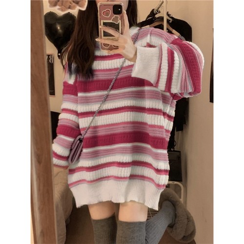 High-end and super good-looking red spliced ​​Christmas sweater for women in autumn and winter, new style unique cold top