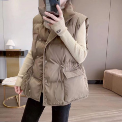 Autumn and winter vest for women, drawstring, versatile outer wear, waistcoat, cotton coat, Korean version, slimming, warm top, vest, original version good