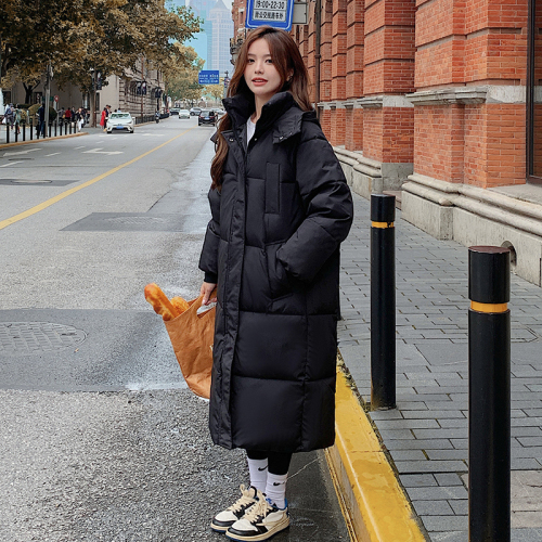 Korean style mid-length thickened small person loose fashionable Hong Kong style student down cotton jacket ins jacket