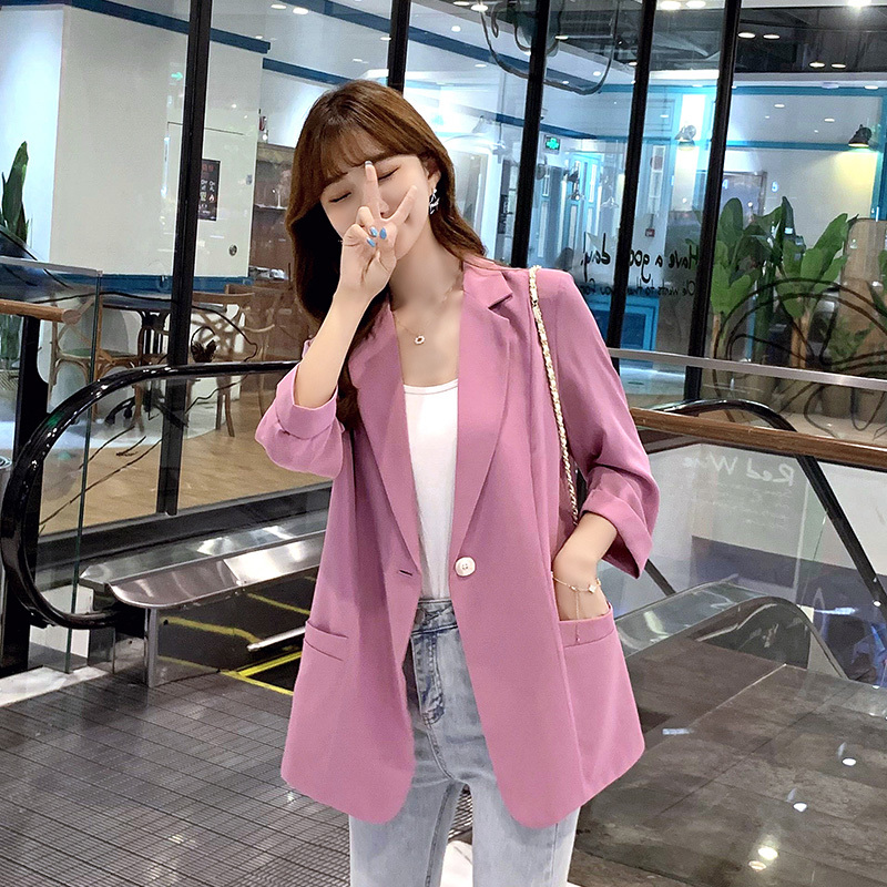 White chiffon small suit jacket for women, new Korean style, loose, small, casual sun protection top suit