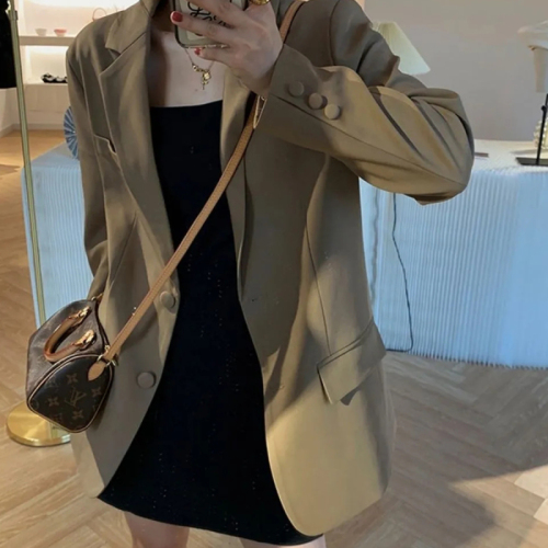 Suit jacket for women 2024 spring and autumn casual new style loose and slim mid-length top small suit for women
