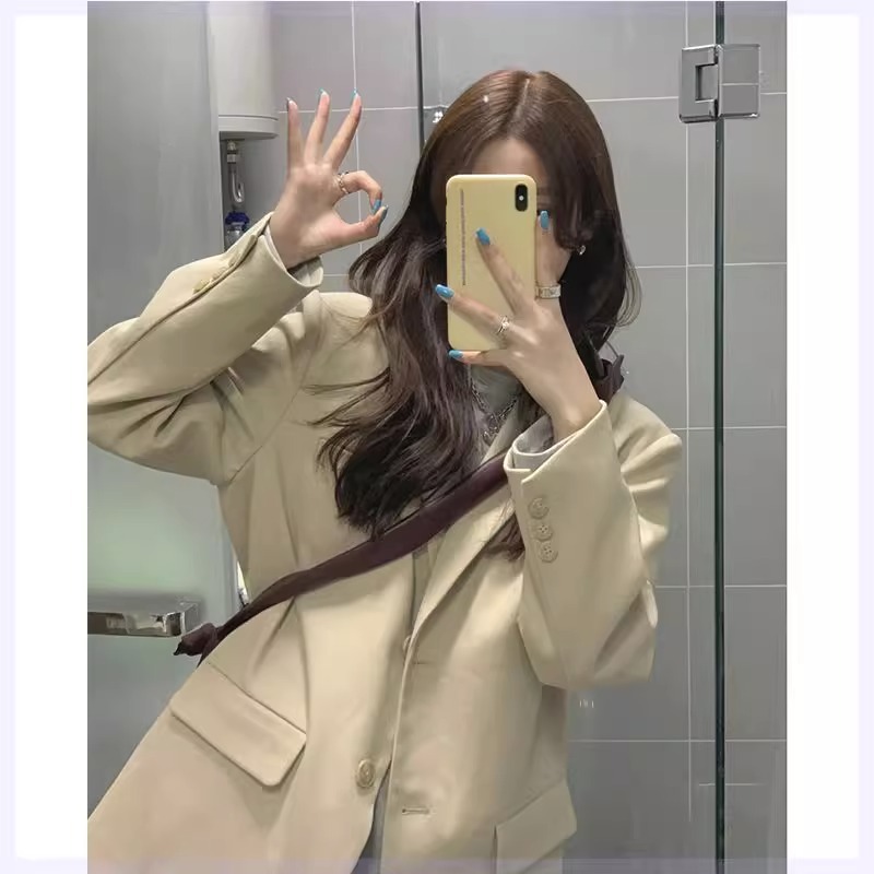 New spring and autumn small blazer women's suit petite short style casual niche design sense of high-end