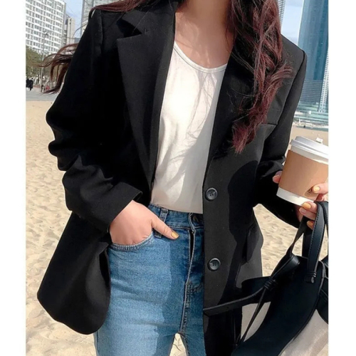 Suit jacket for women 2024 spring and autumn casual new style loose and slim mid-length top small suit for women