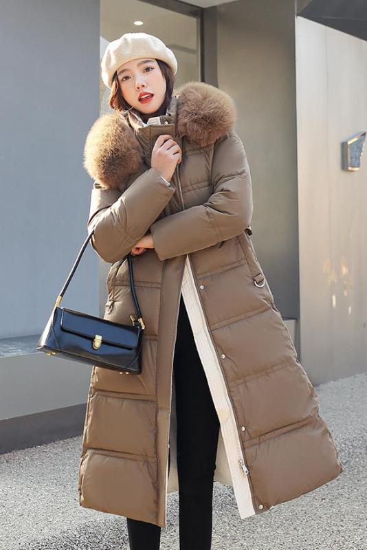 Women's winter Korean style new style light luxury large fur collar mid-length down padded jacket thickened cotton coat