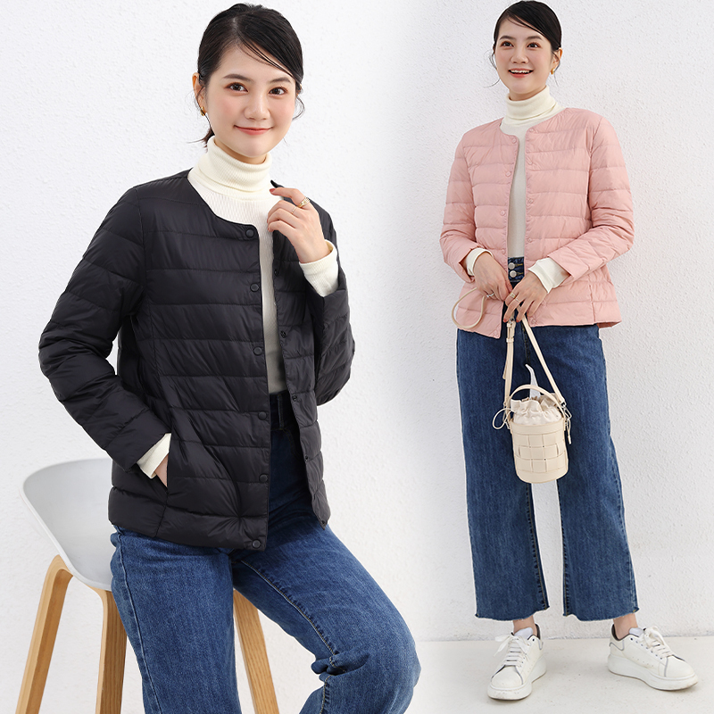 Autumn and winter new hot style lightweight round neck multi-color down jacket