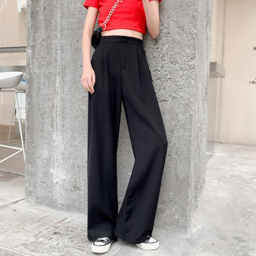 Wide-leg pants for women 2024 new style high-waisted loose black straight casual floor-length suit pants