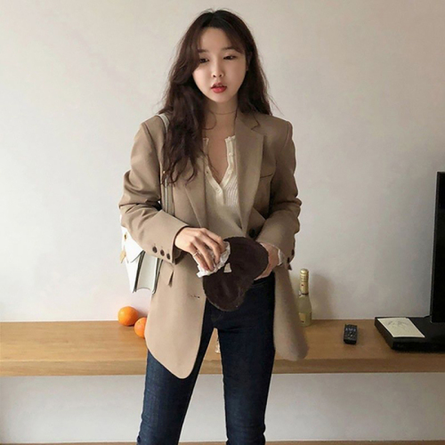 Suit jacket for women 2024 spring and autumn casual new style loose and slim mid-length top small suit for women