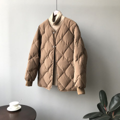 Winter new Korean style short down cotton coat for women diamond pattern warm cotton coat for women