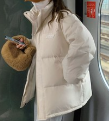 Down jacket for women winter new style short warm cotton jacket with pockets and fashionable patchwork stand collar jacket 8712