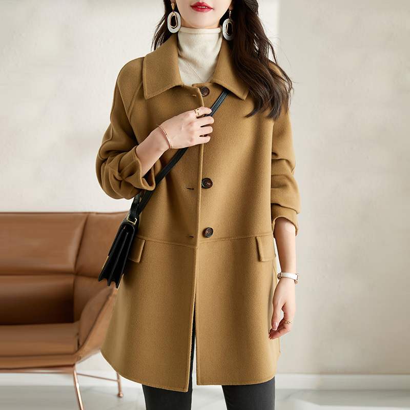 New autumn and winter woolen coats for women, high-end fashion, Korean style camel temperament woolen coats, casual and versatile