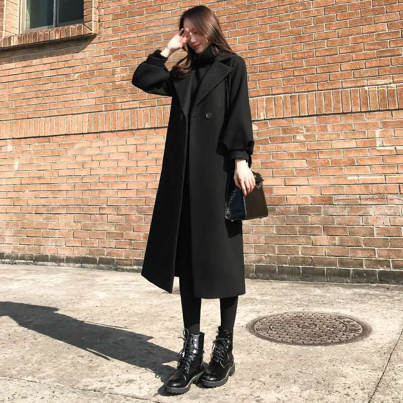 New autumn and winter large size women's clothing, cotton and thick woolen coat, fat mm, medium and long woolen coat, 200 pounds
