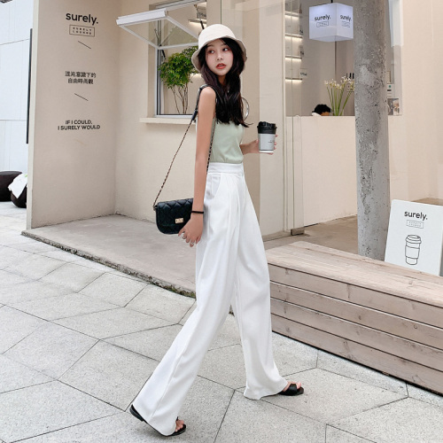 Wide-leg pants for women 2024 new style high-waisted loose black straight casual floor-length suit pants