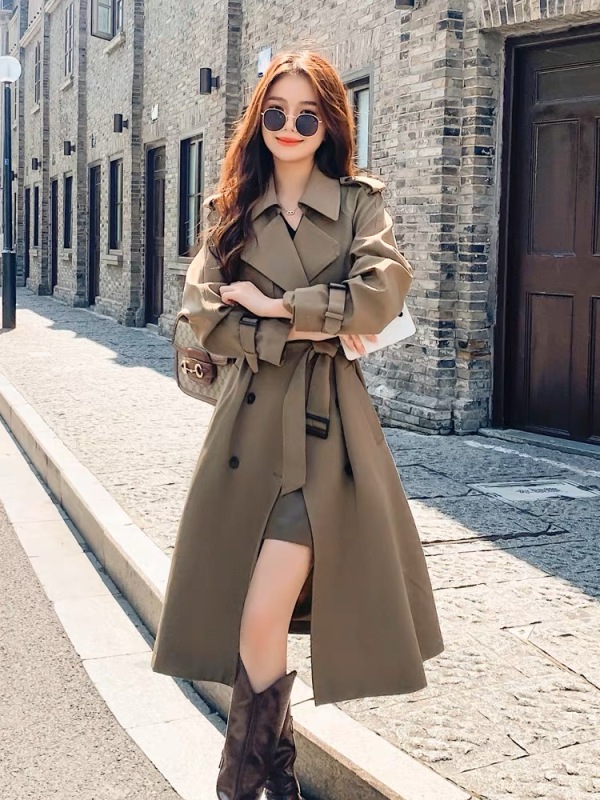 New autumn season British style long over-the-knee Korean style slimming coat