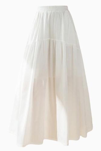 White skirt cake long skirt mid-length high-waisted chiffon a-line slim skirt umbrella skirt