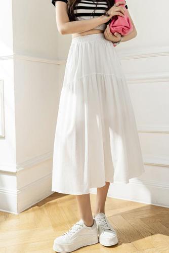 White skirt cake long skirt mid-length high-waisted chiffon a-line slim skirt umbrella skirt