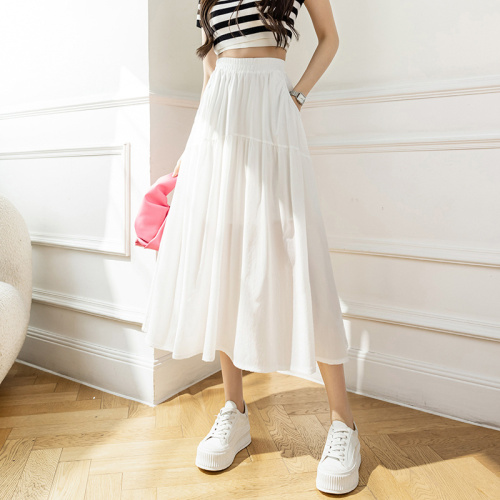 White skirt cake long skirt mid-length high-waisted chiffon a-line slim skirt umbrella skirt