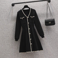 Plus size women's early autumn clothing, new fat sister dress, slimming belly-covering sweater to reduce age