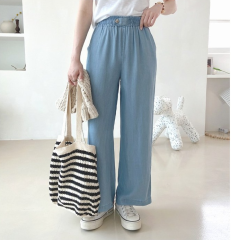 Japanese and Korean new Tencel jeans for women in summer, thin, slim, slim, casual wide-leg pants, ice silk pants