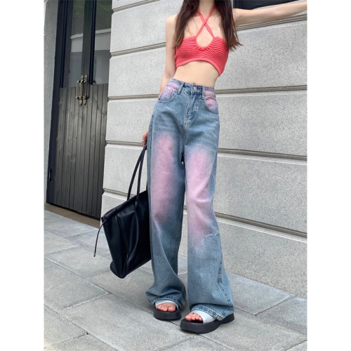 High Street Wide Leg Jeans Women's Retro High Waist Loose Straight Pants