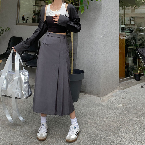 Autumn new suit skirt women's high waist hip skirt A-line mid-length skirt one-step skirt