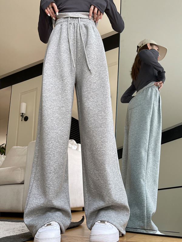 American sports pants for women 2024 new loose casual sweatpants spring and autumn small people high waist wide leg pants