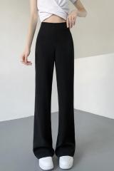 Summer new ice silk suit trousers high-waisted narrow straight wide-leg trousers micro-flared floor-length trousers for women