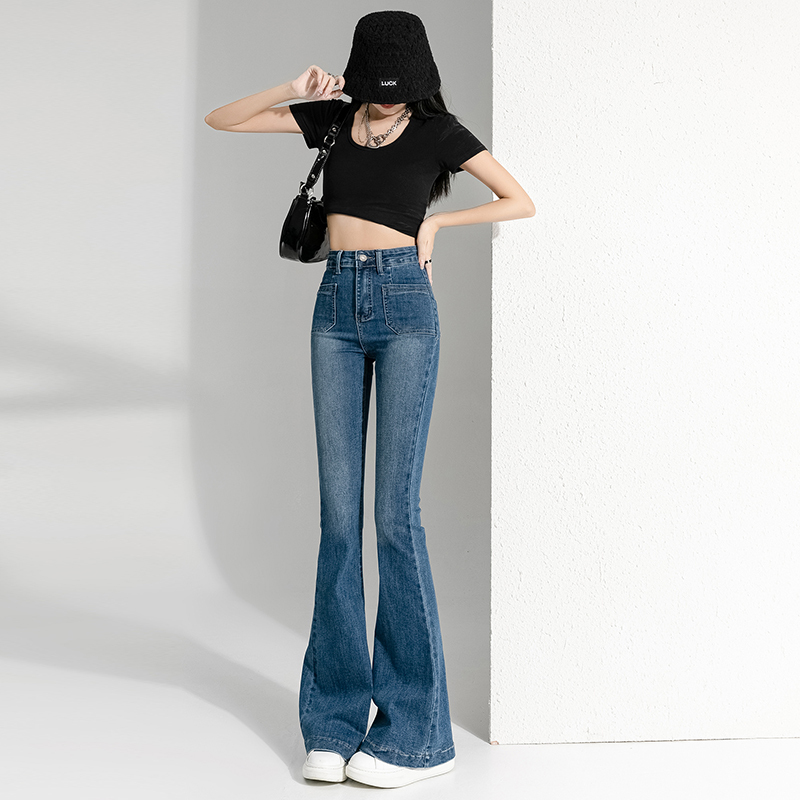 New autumn and winter hot girl micro-flared jeans for women, slimming, high-waisted, micro-flared pants for women, slimming, slimming and high elasticity