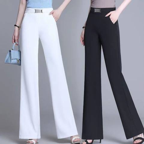 Wide-leg pants for women, summer, thin, high-waisted, fashionable, slim, straight, small, casual suit trousers