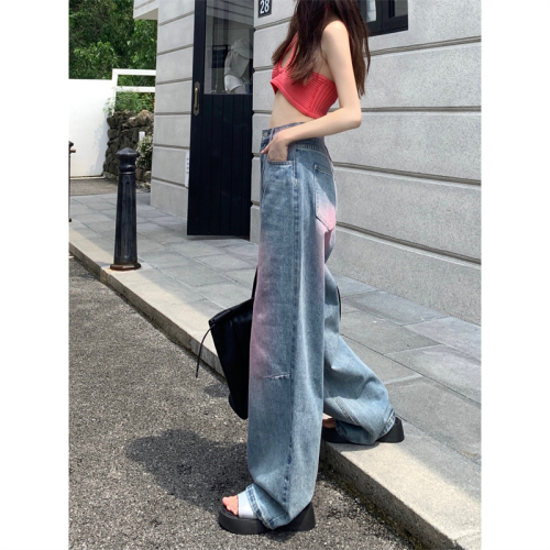 High Street Wide Leg Jeans Women's Retro High Waist Loose Straight Pants