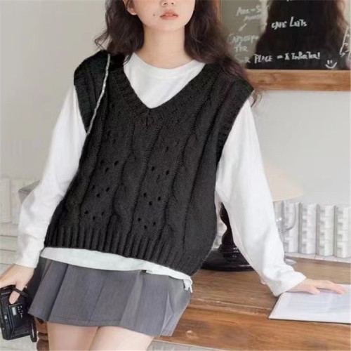 2024 New Gentle Girl Huawu Purple Series Small V-neck Vest Soft Waxy Simple Large Knitted Vest