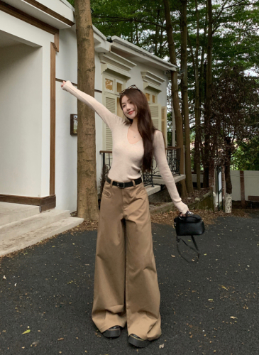 Slim long-sleeved casual autumn sweater + loose, versatile, comfortable and design casual pants