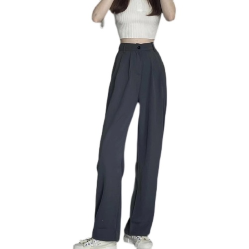 Wide-leg pants for women, high-waisted, floor-length, slim, straight-leg pants, casual, petite suit pants, high-end