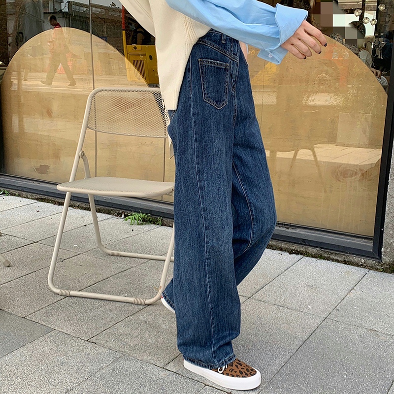 Large size high-waisted wide-leg jeans for fat girls mm loose and dragable straight-leg trousers with a sense of design