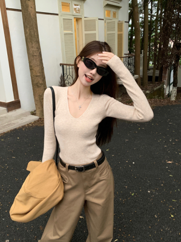 Slim long-sleeved casual autumn sweater + loose, versatile, comfortable and design casual pants