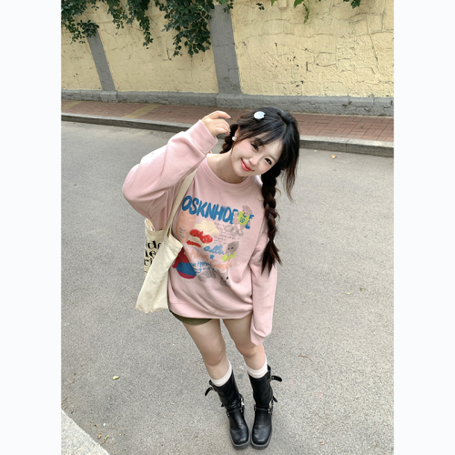 Rice sweatshirt Korean style round neck printed long-sleeved sweatshirt autumn