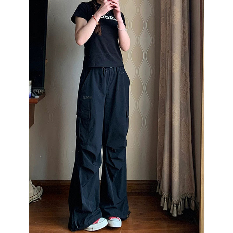 American thin sunscreen waterproof quick-drying overalls women's casual pants loose harem wide-leg paratrooper outdoor hiking pants