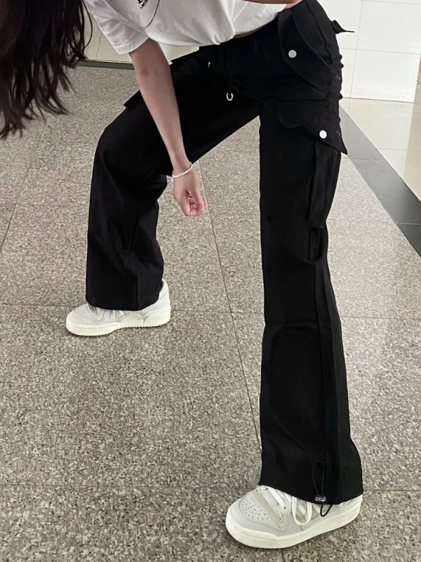 Overalls women's high-waist straight pants loose slimming straight wide-leg casual pants