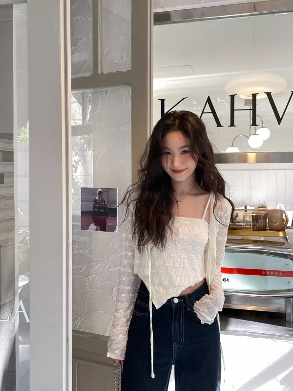 Lace cardigan camisole two-piece set for women summer new design pure lust top set