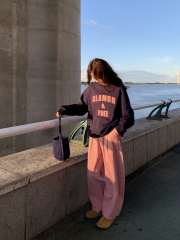 High-waist pleated nine-point carrot pants