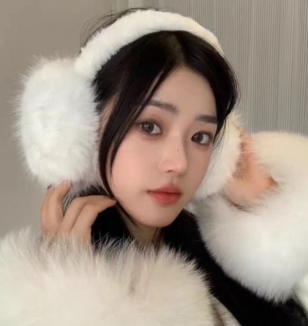 Folding imitation fur fox long-hair earmuffs for female cute students Korean style warm earbags plush ear warmers for winter