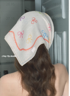 Sweet, cute, versatile, loving, pure cotton square scarf, multifunctional headband, turban, spring and summer fresh hair-tying silk scarf